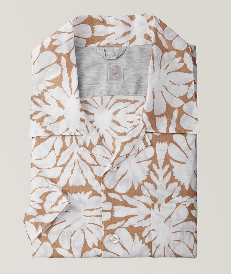 Chemise en lin et coton à motif floral et à col pyjama image 0
