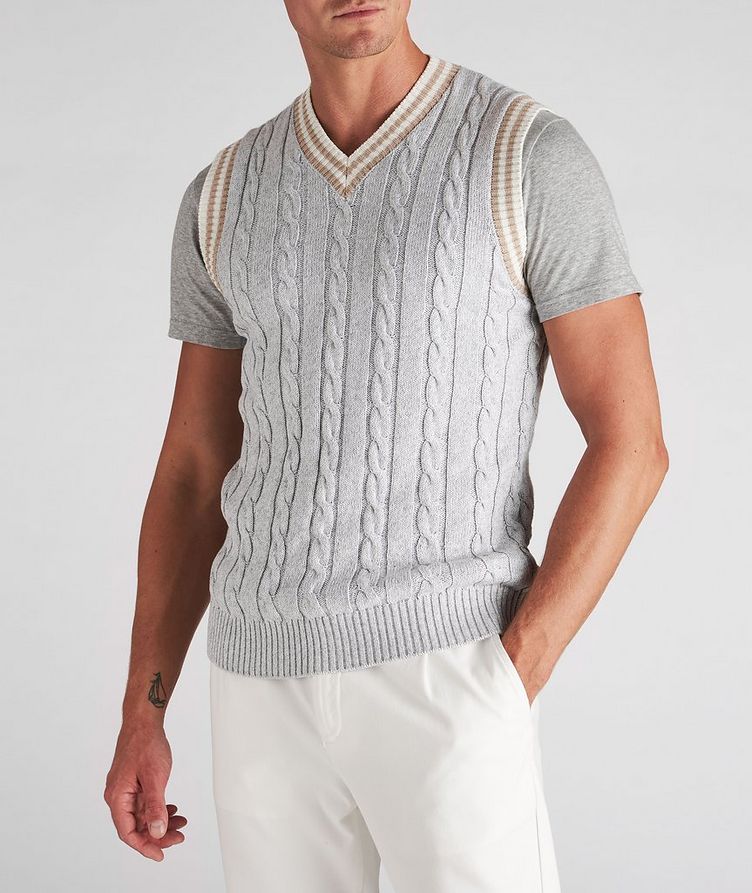 Cable-Knit Cotton Vest image 1