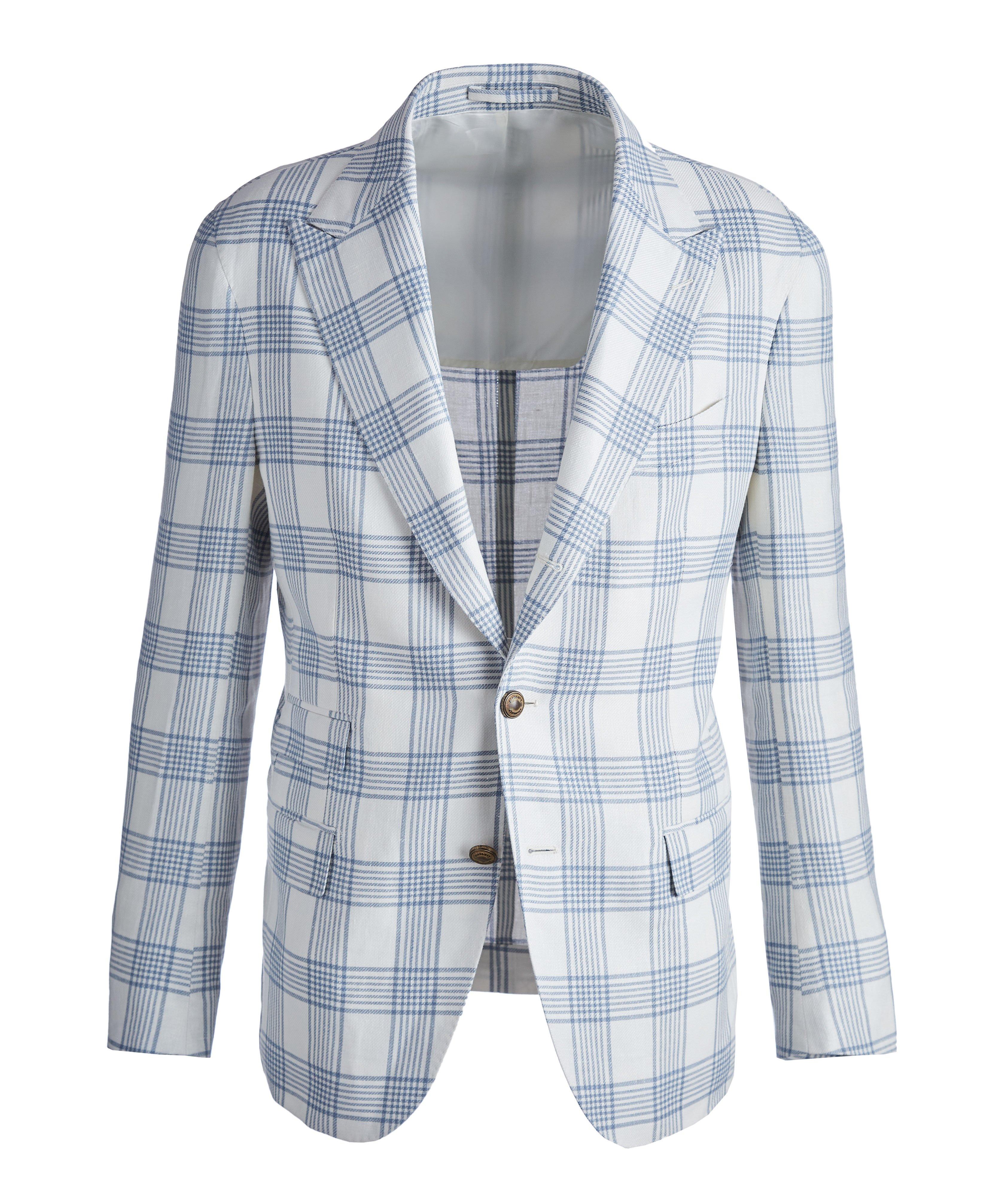 Checkered Linen-Wool-Silk Sports Jacket