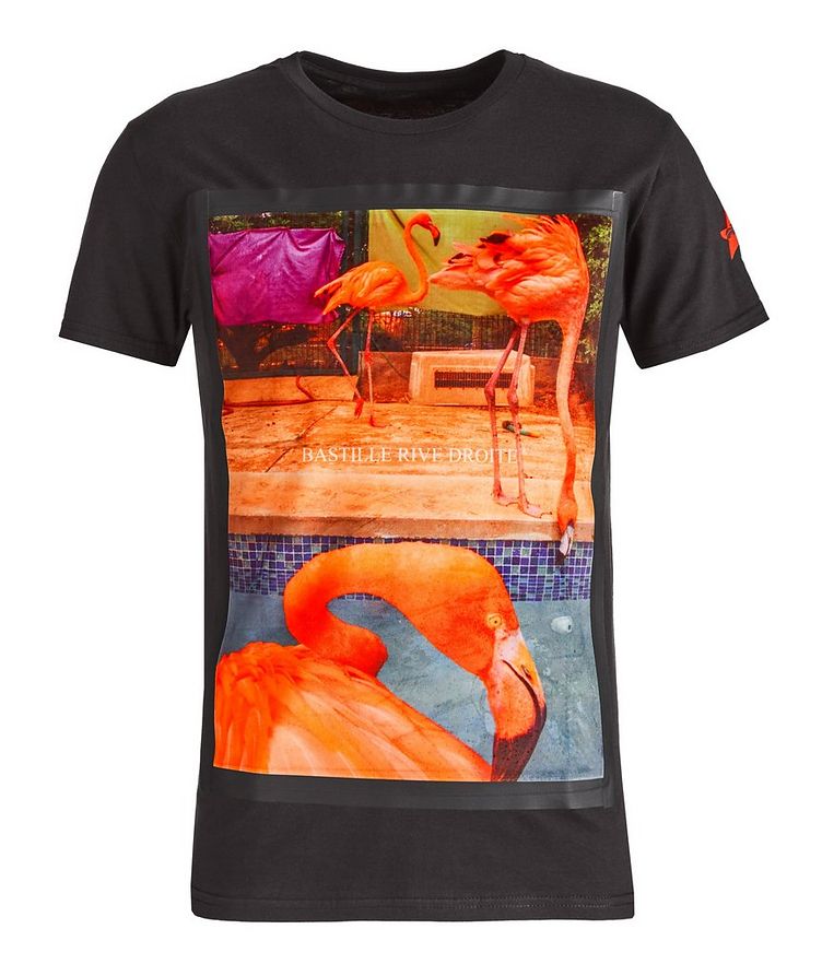 Pool Flamingos Print Cotton T-Shirt image 0