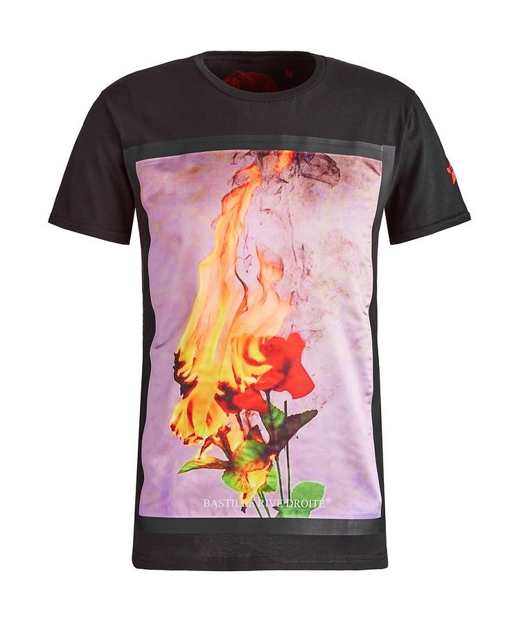 Rose Burn Print Cotton T-Shirt image 0