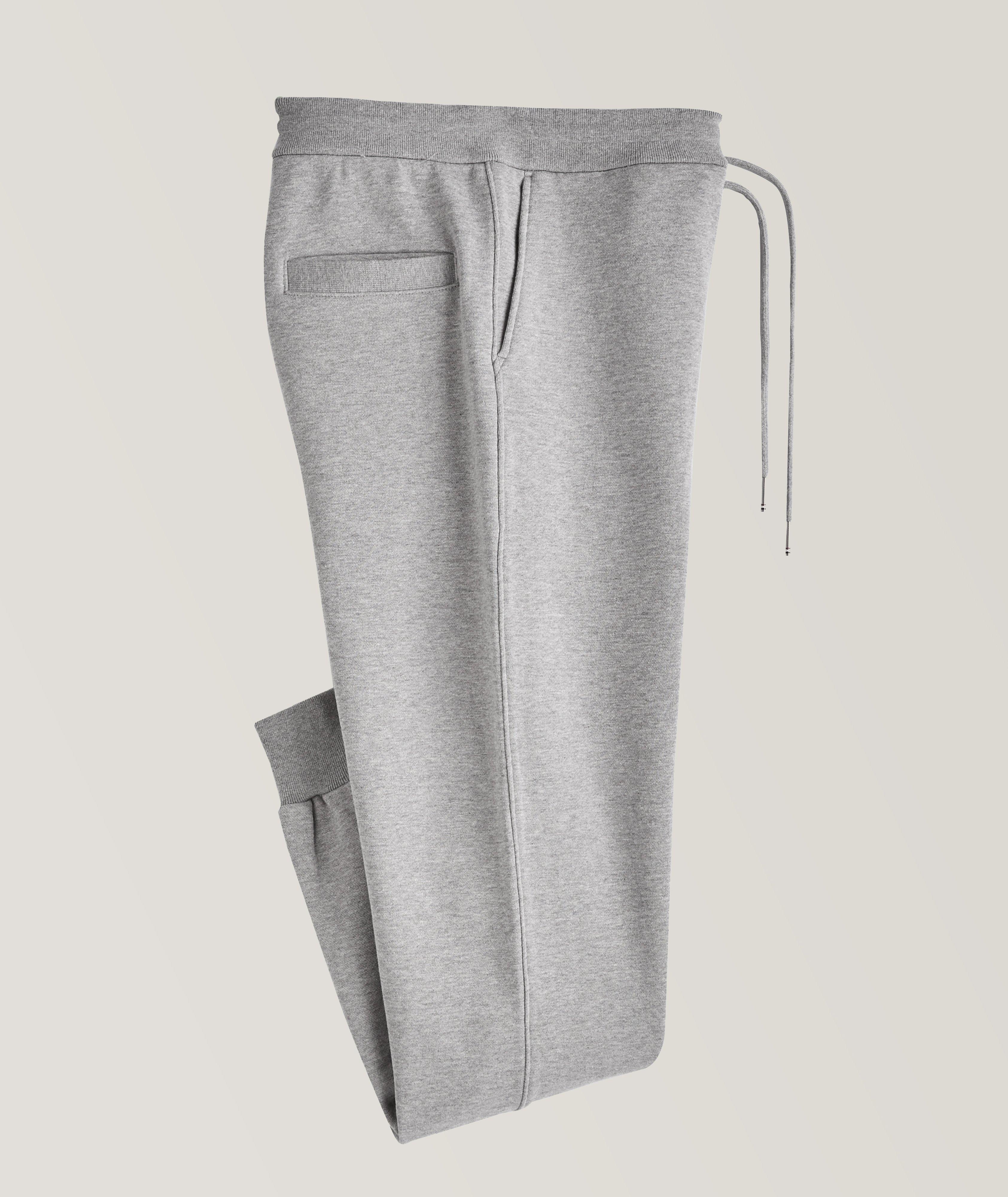 Thom Browne Four-Bar Stripe Cotton Sweat Pants, Pants