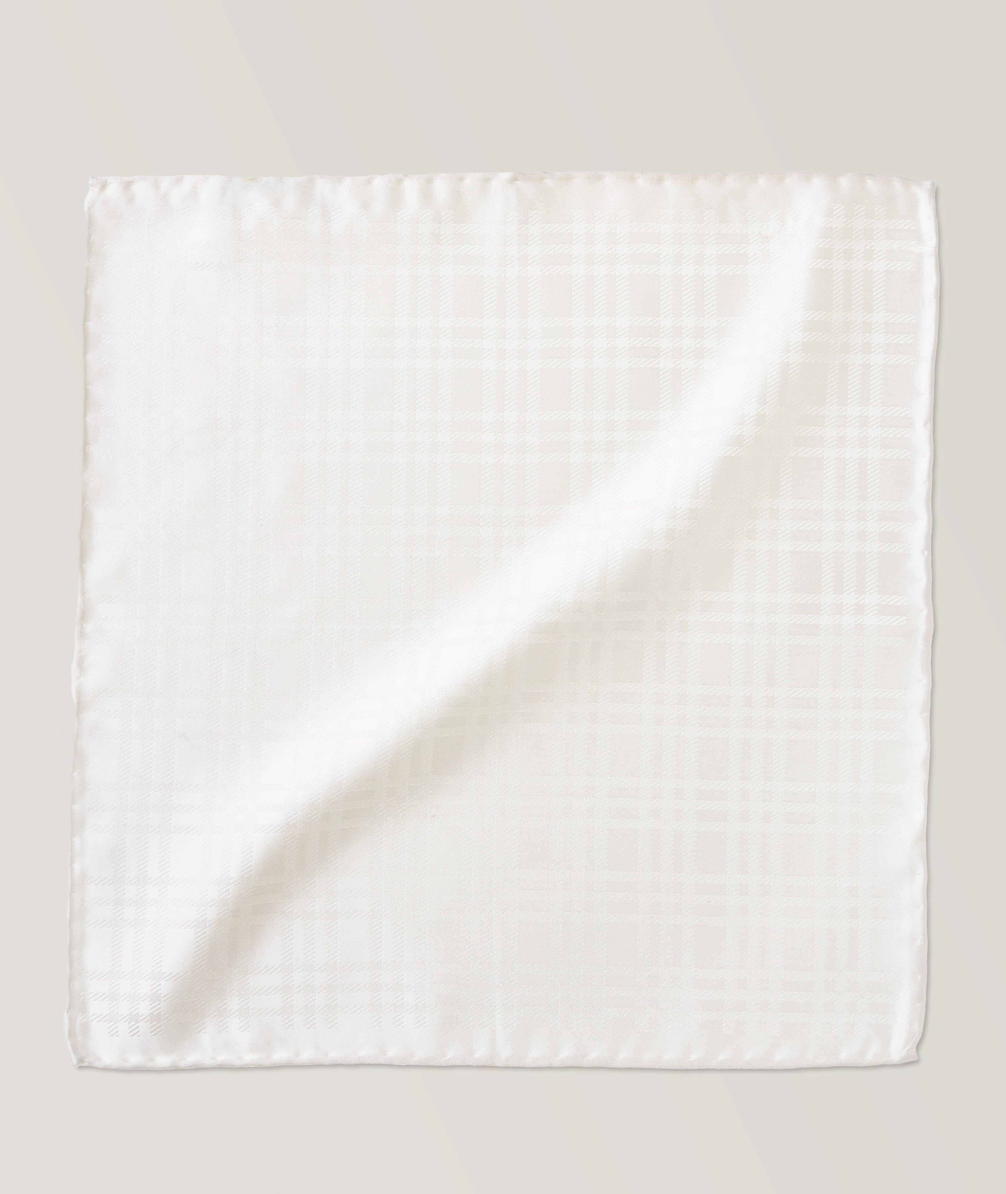 Jacquard Glen Check Silk Pocket Square image 0