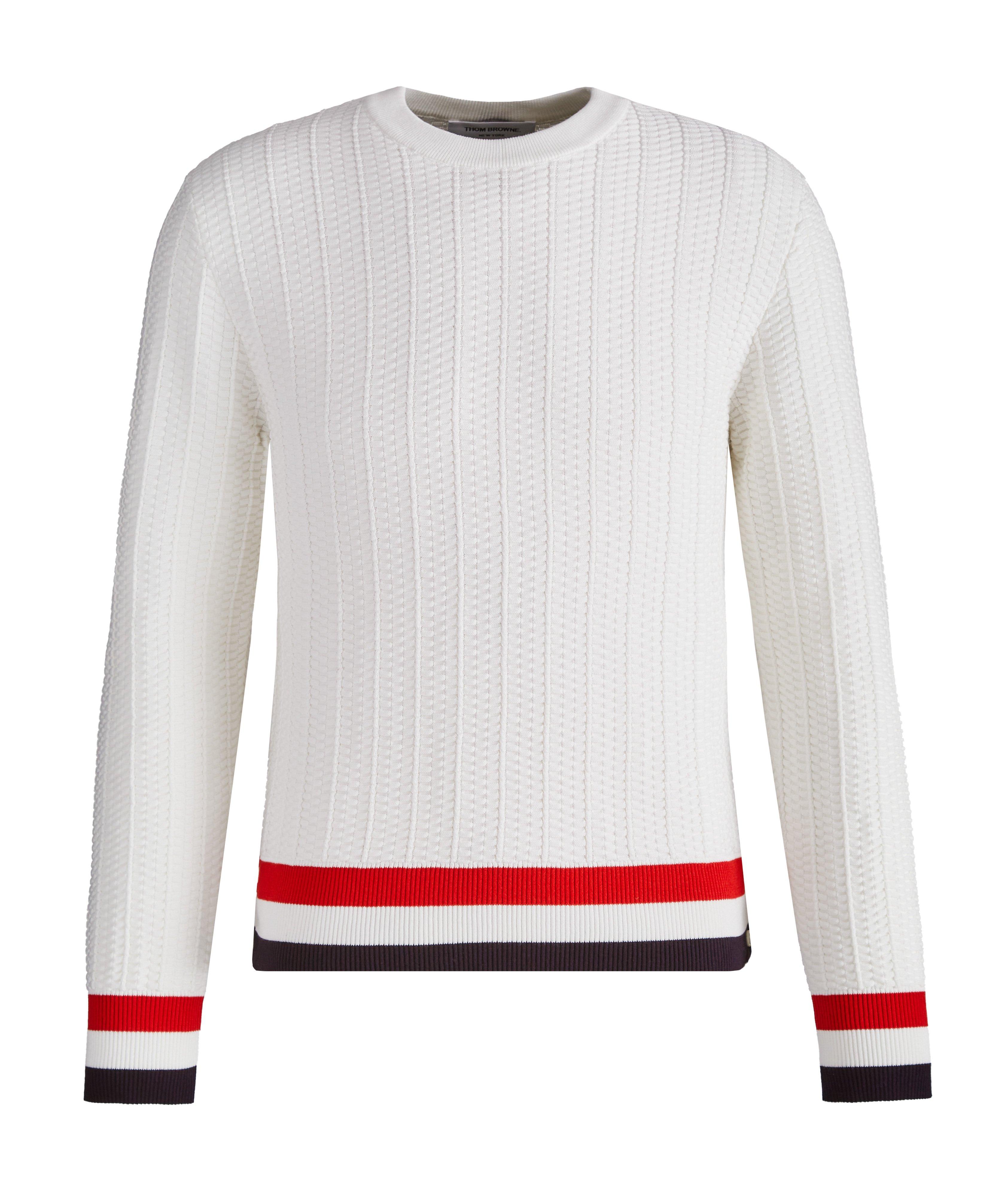 Striped Textured Cotton Knit Sweater image 0