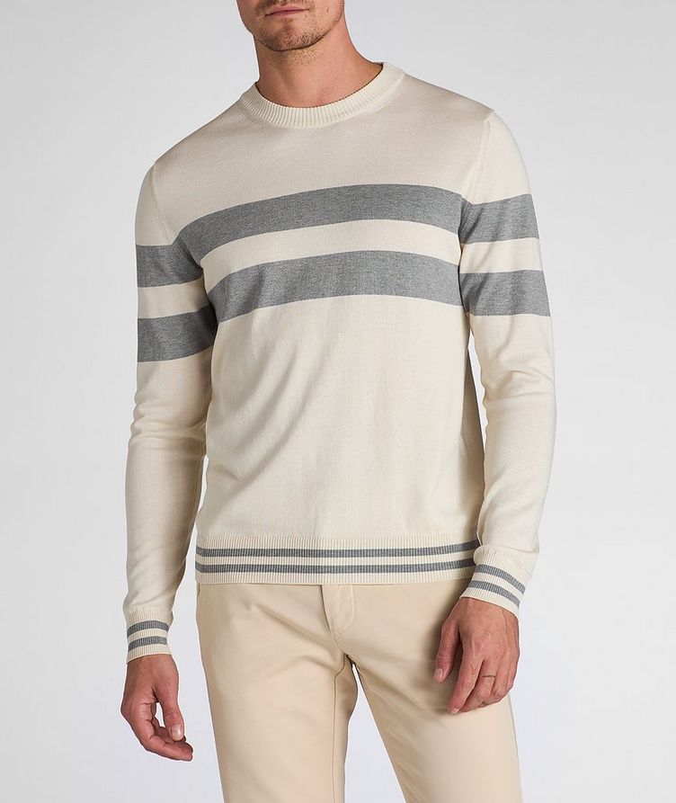 Silk-Blend Striped Crewneck Sweater image 1