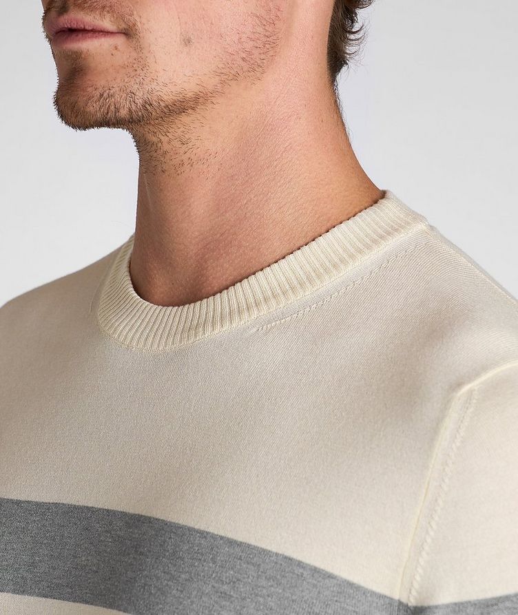 Silk-Blend Striped Crewneck Sweater image 3