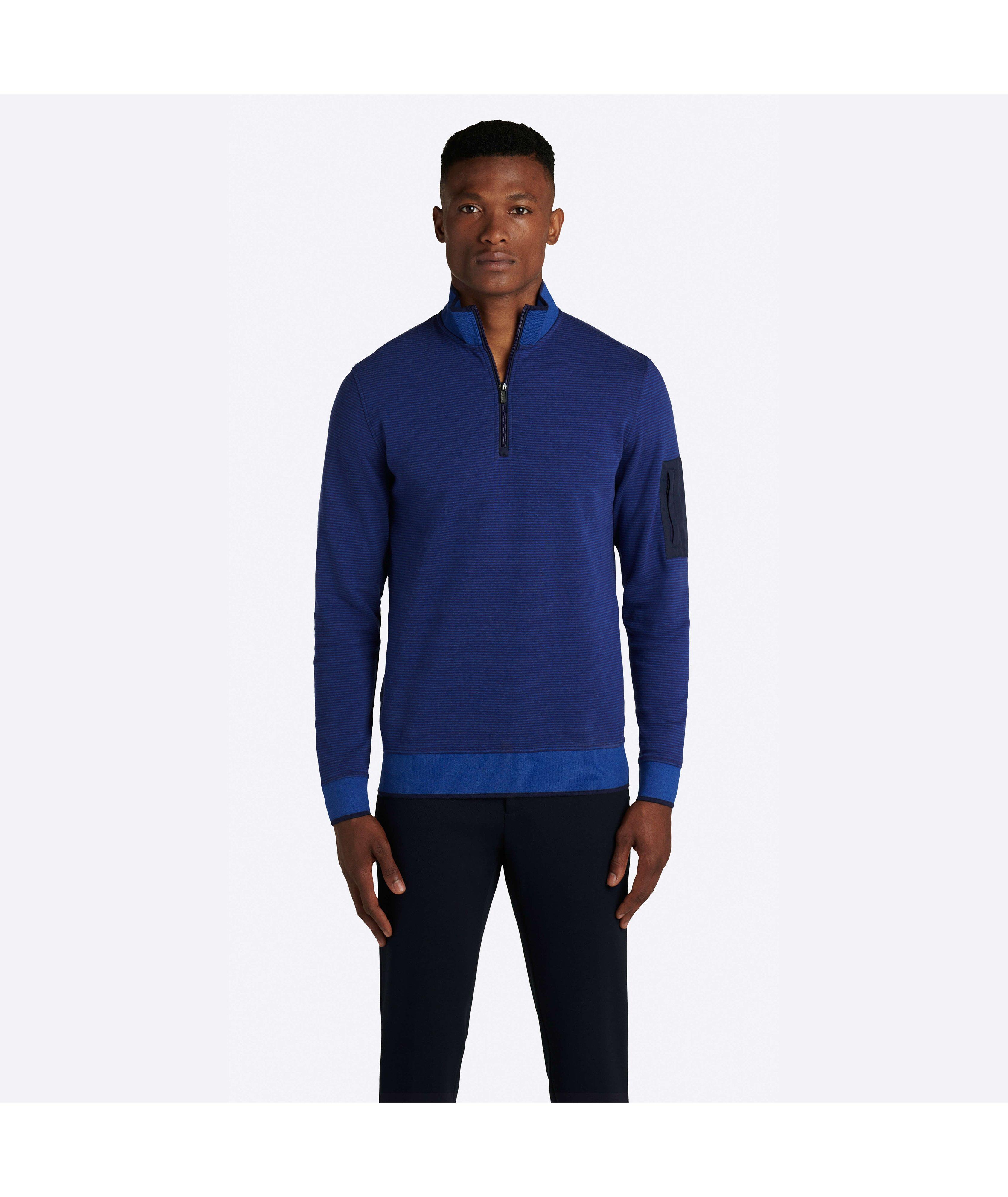 Striped Quarter Zip Mock Neck Pullover image 1