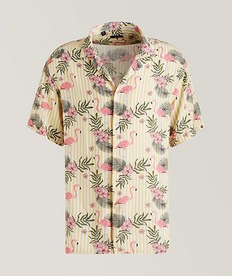 Benson Viscose Flamingo Stripe Camp Shirt