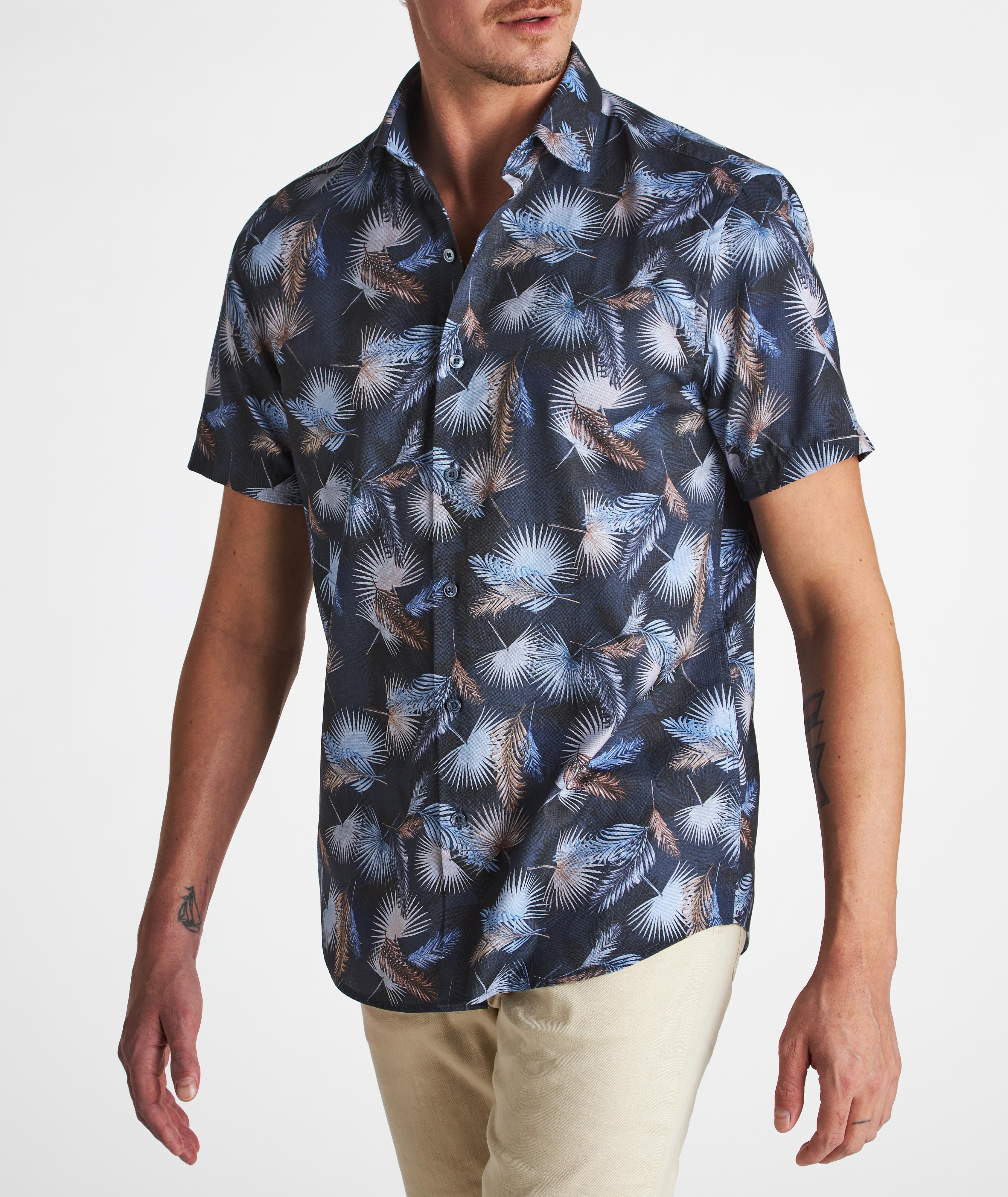 Chemise en coton à motif de plumes et à manches courtes image 1