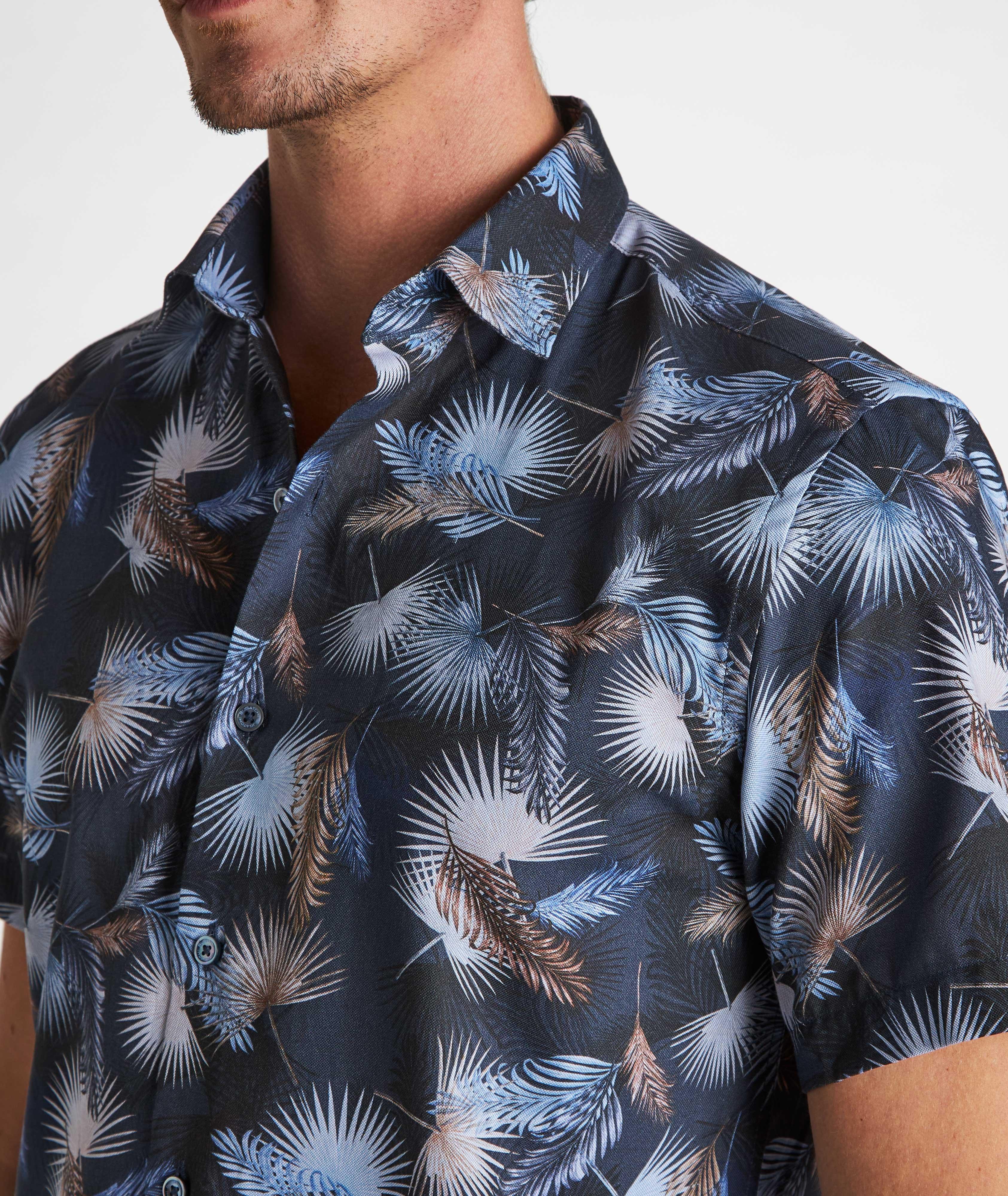 Chemise en coton à motif de plumes et à manches courtes image 3