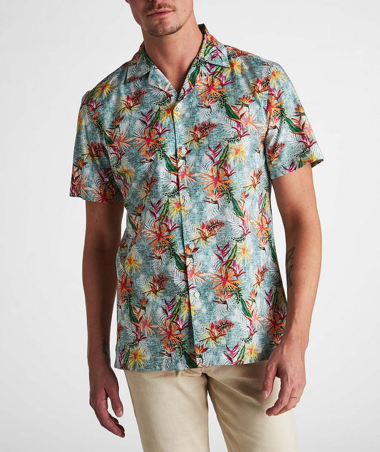 Chemise en coton extensible à motif floral et à manches courtes image 1