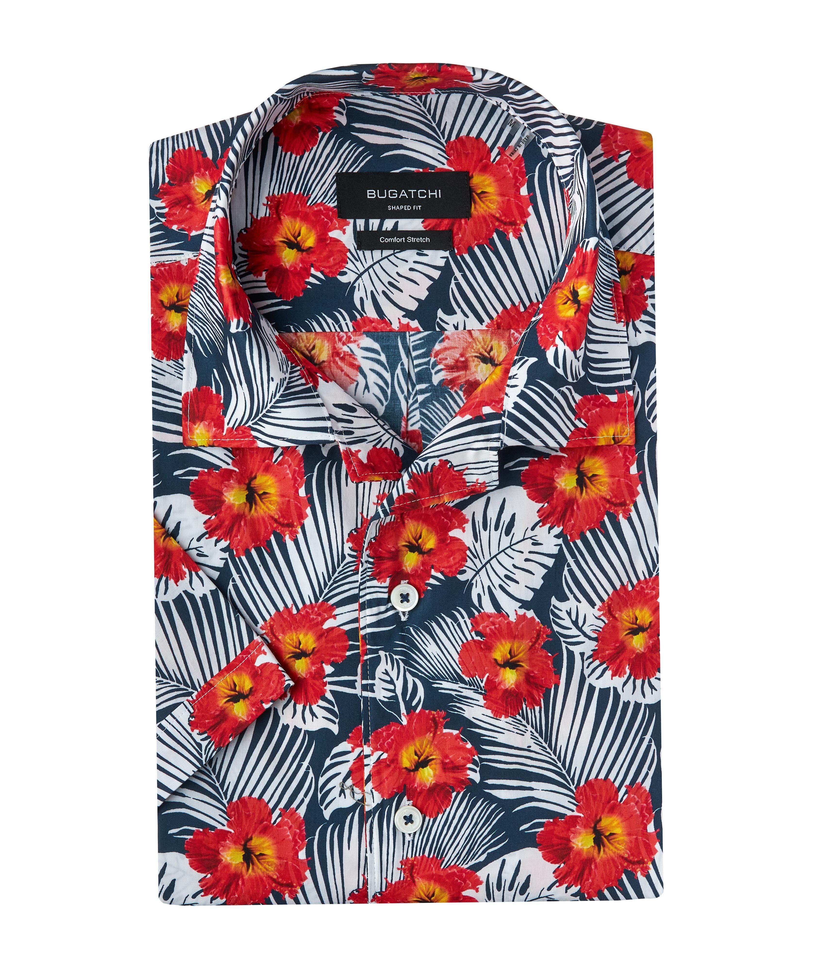 Short-Sleeve Floral Comfort Stretch-Cotton Shirt image 0