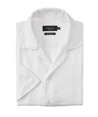 Bugatchi Camp Collar Short Sleeve Linen Shirt
