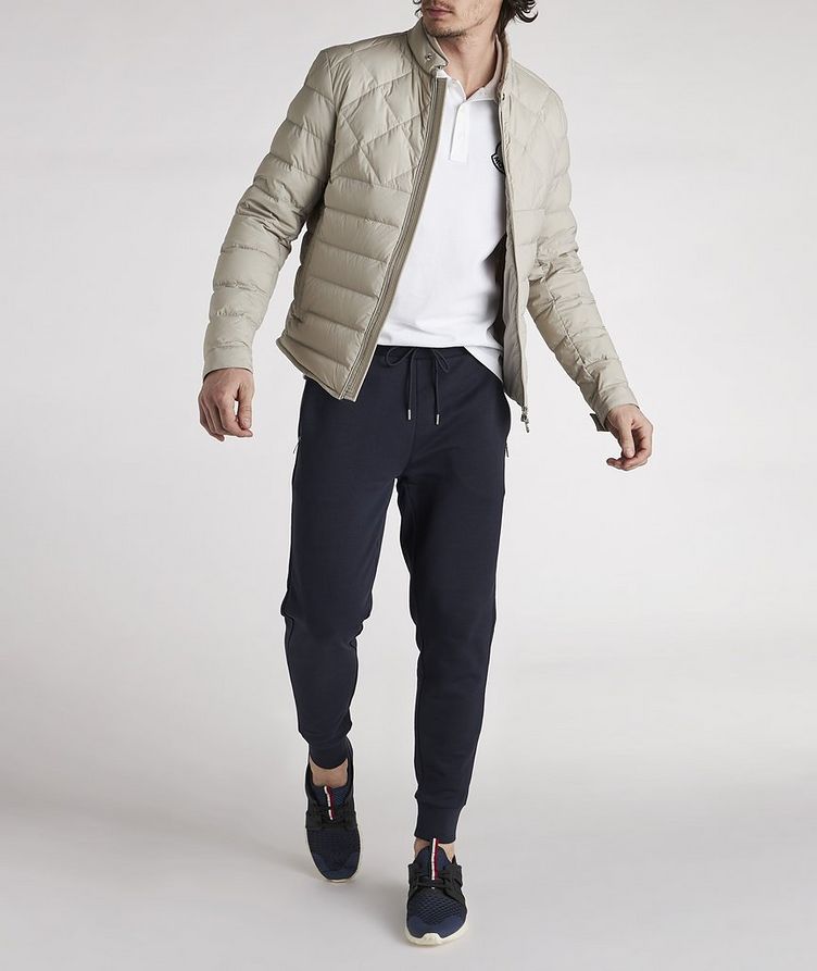 Stretch-Nylon Quilted Down Biker Jacket image 1