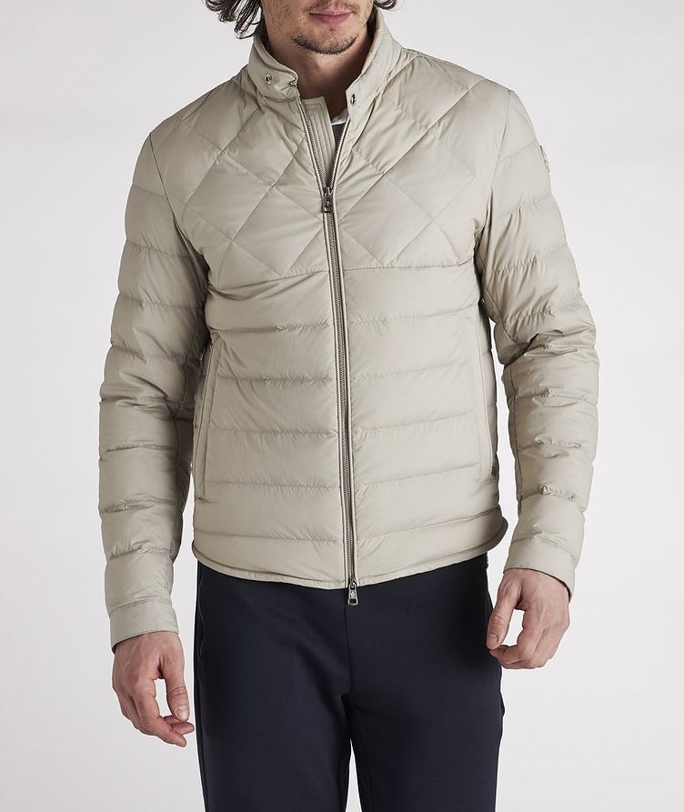 Stretch-Nylon Quilted Down Biker Jacket image 2
