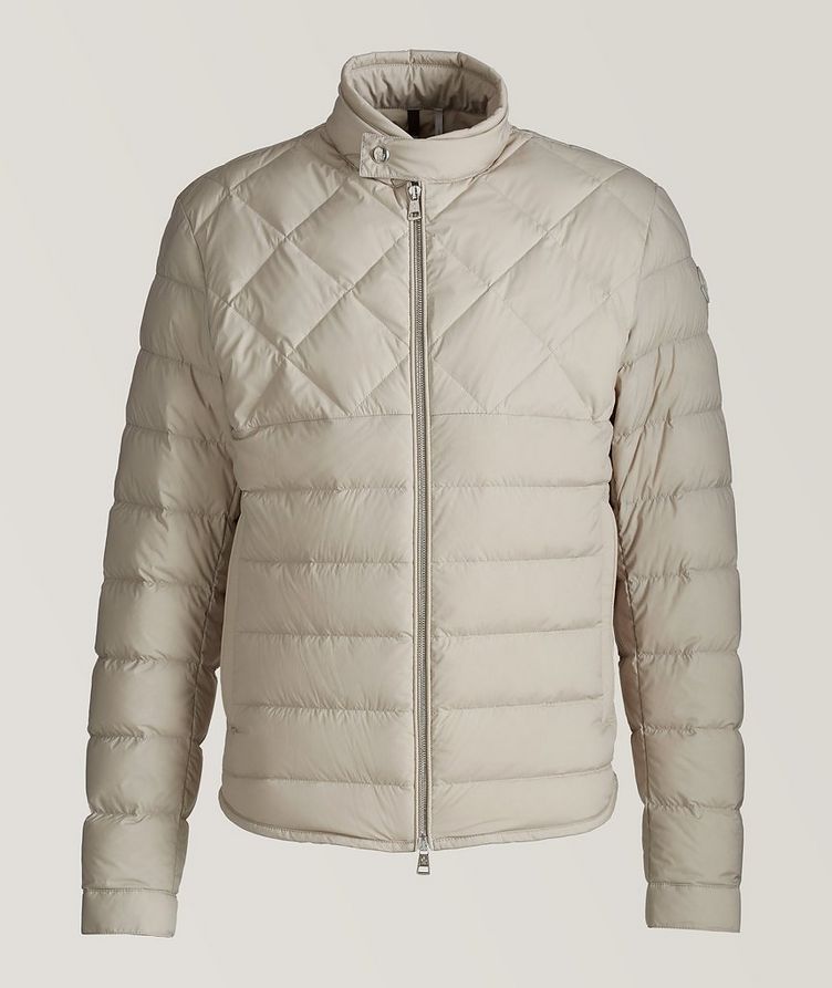 Stretch-Nylon Quilted Down Biker Jacket image 0