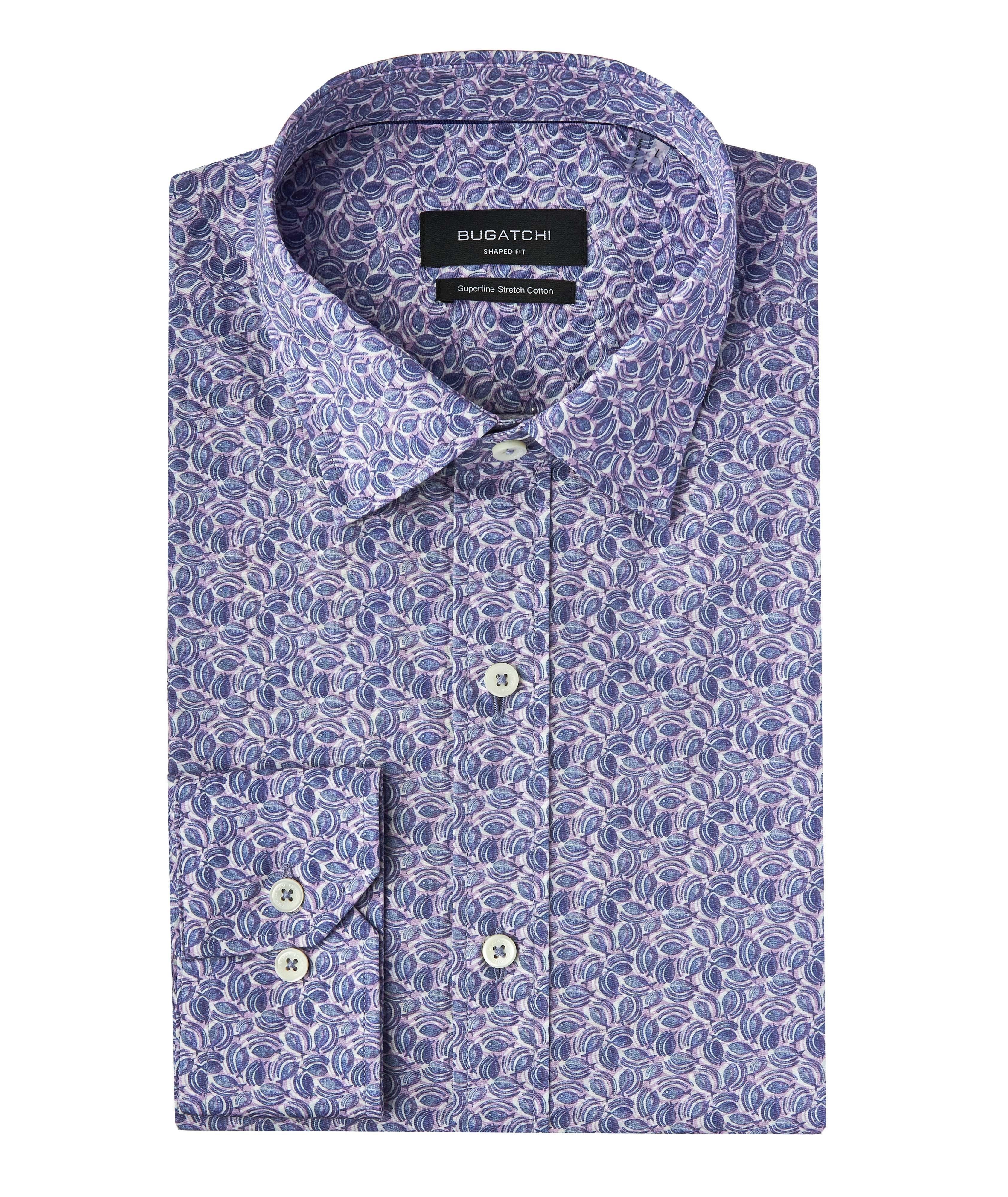 Contemporary Fit Fish-Print Stretch Cotton Shirt image 0