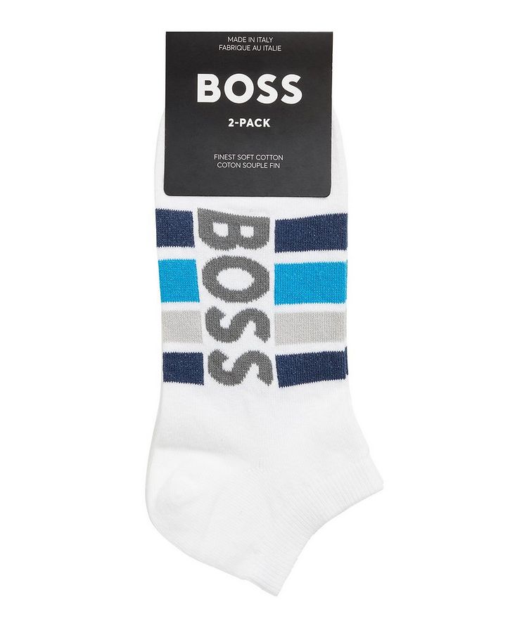 Two-Pack of Short Socks with Stripes and Logo  image 2