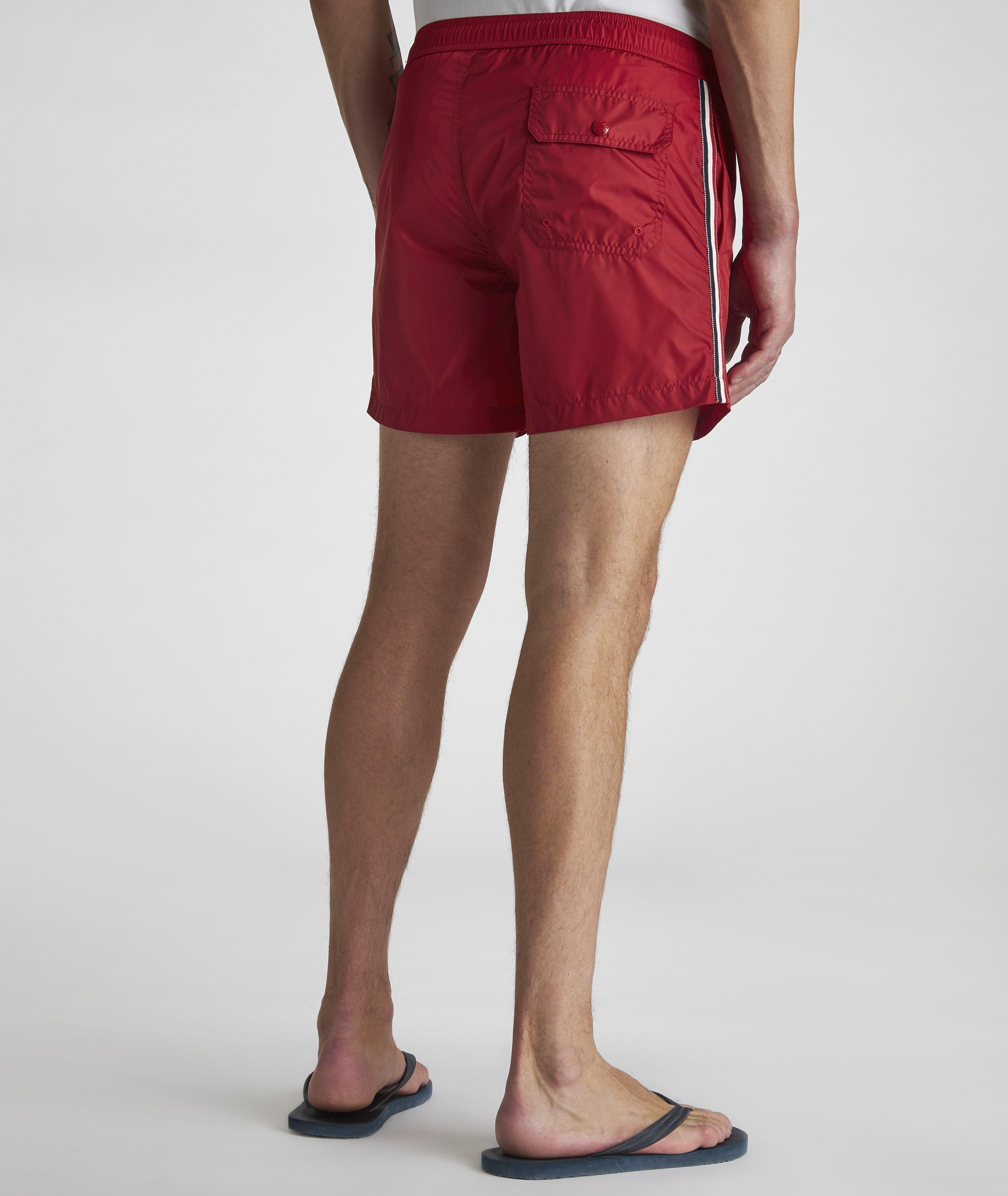 Men Solid Slant Pocket Swim Trunks