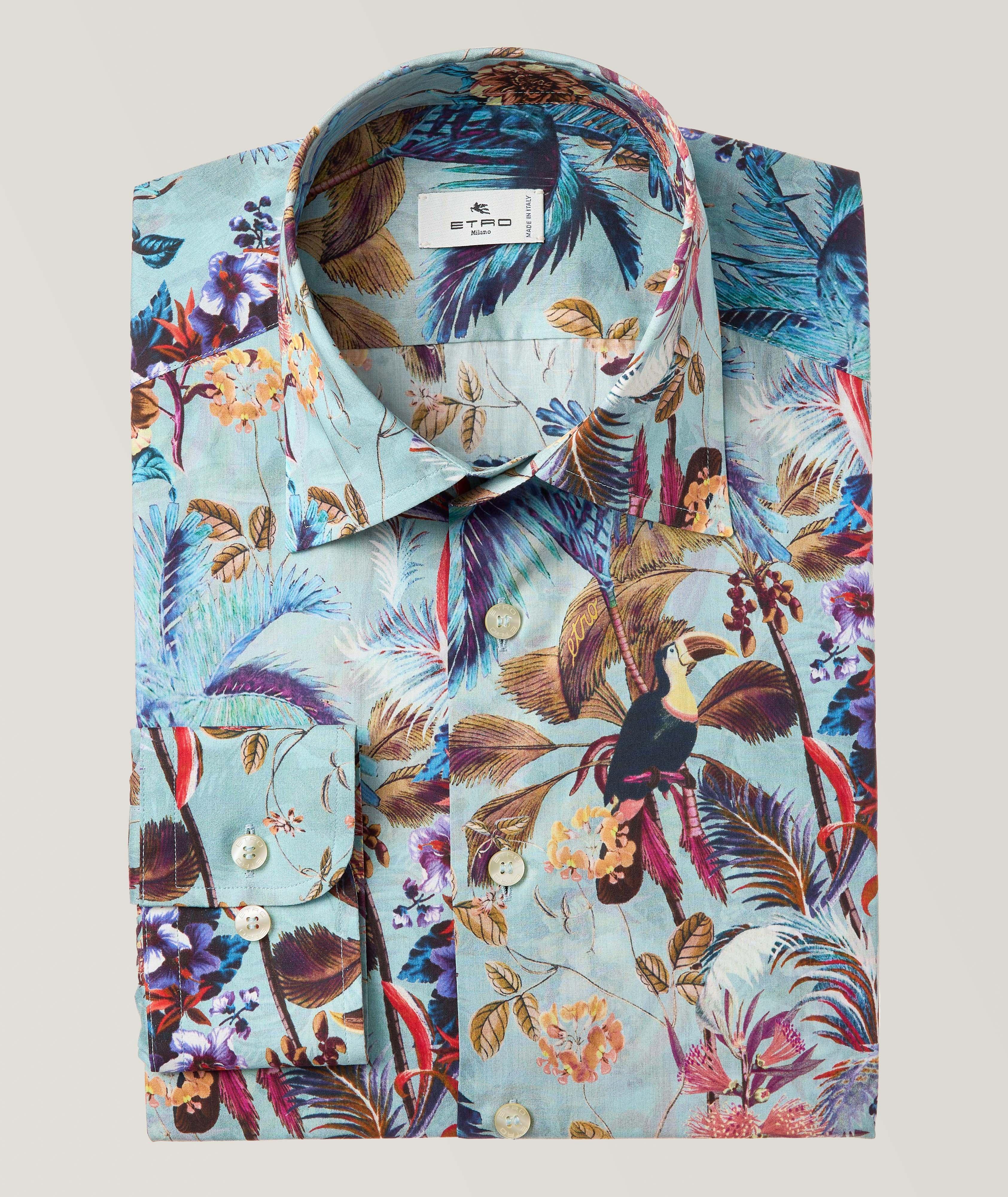 Chemise en coton à motif tropical de coupe amincie image 0