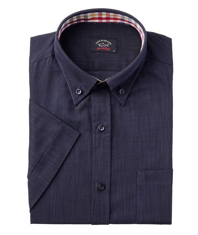 Short-Sleeve Linen-Cotton Blend Sport Shirt image 0