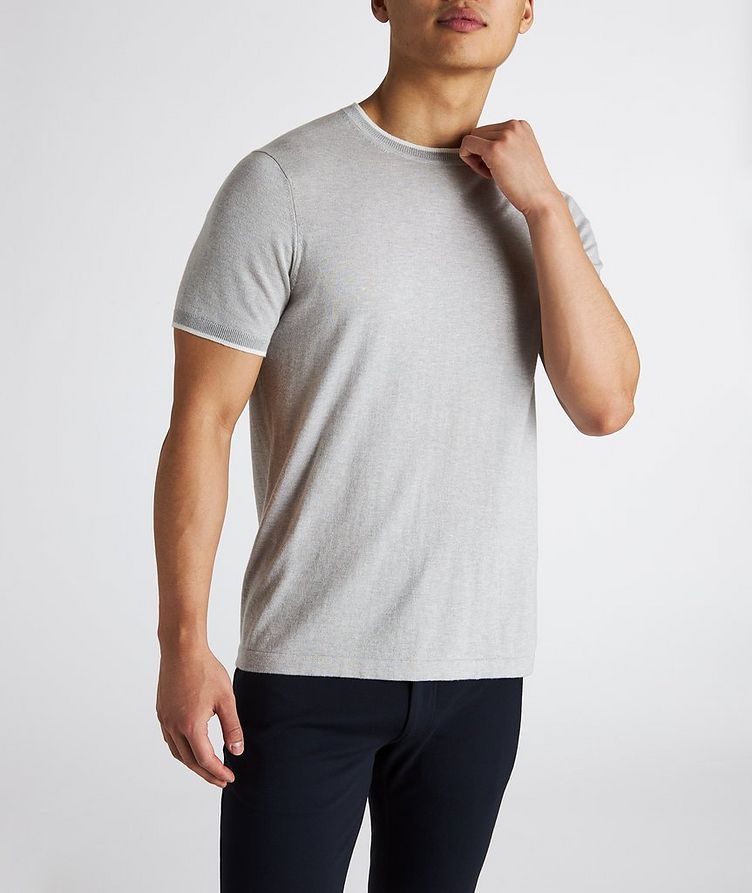 Cotton-Blend Rib Tip Crew Neck T-Shirt image 1