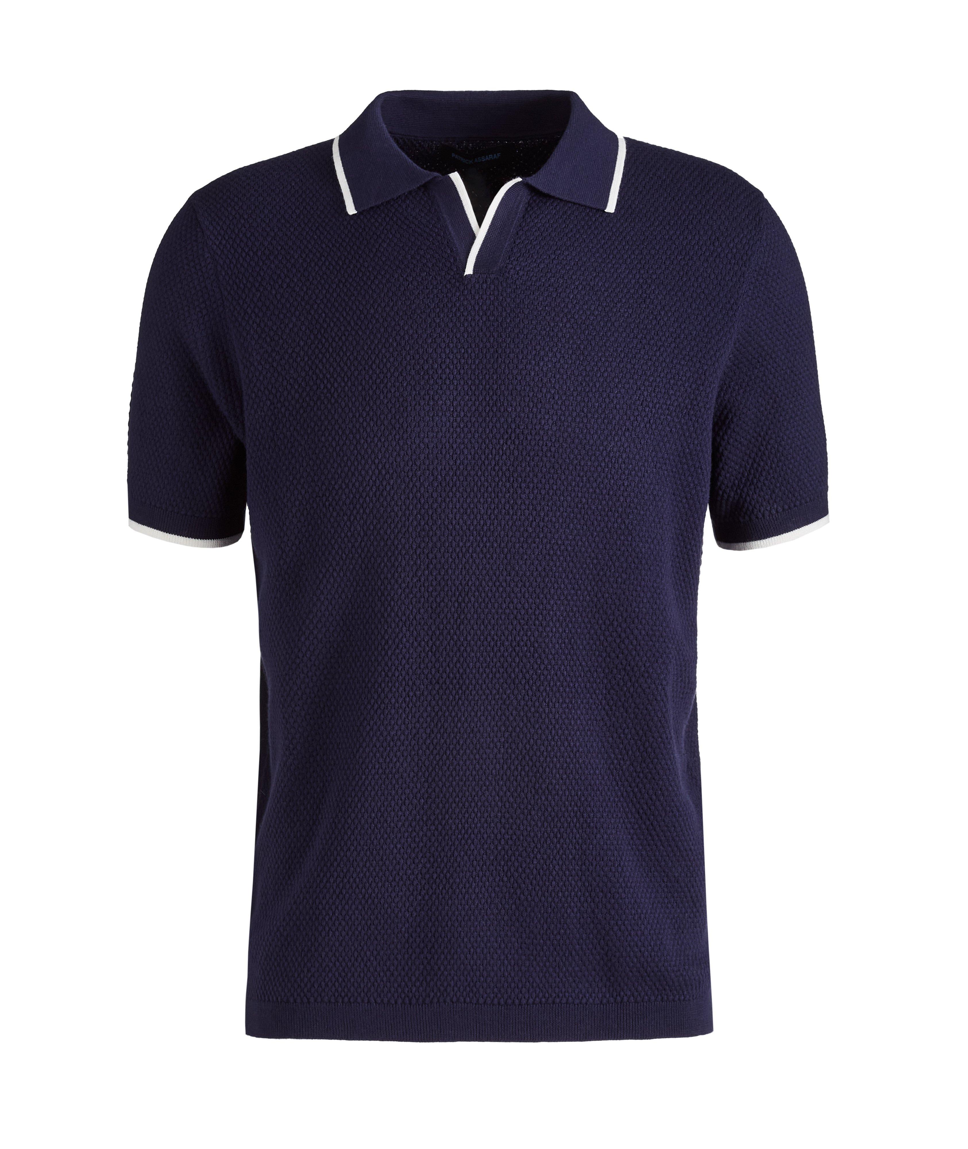 Textured Knit Johnny Collar Polo image 0