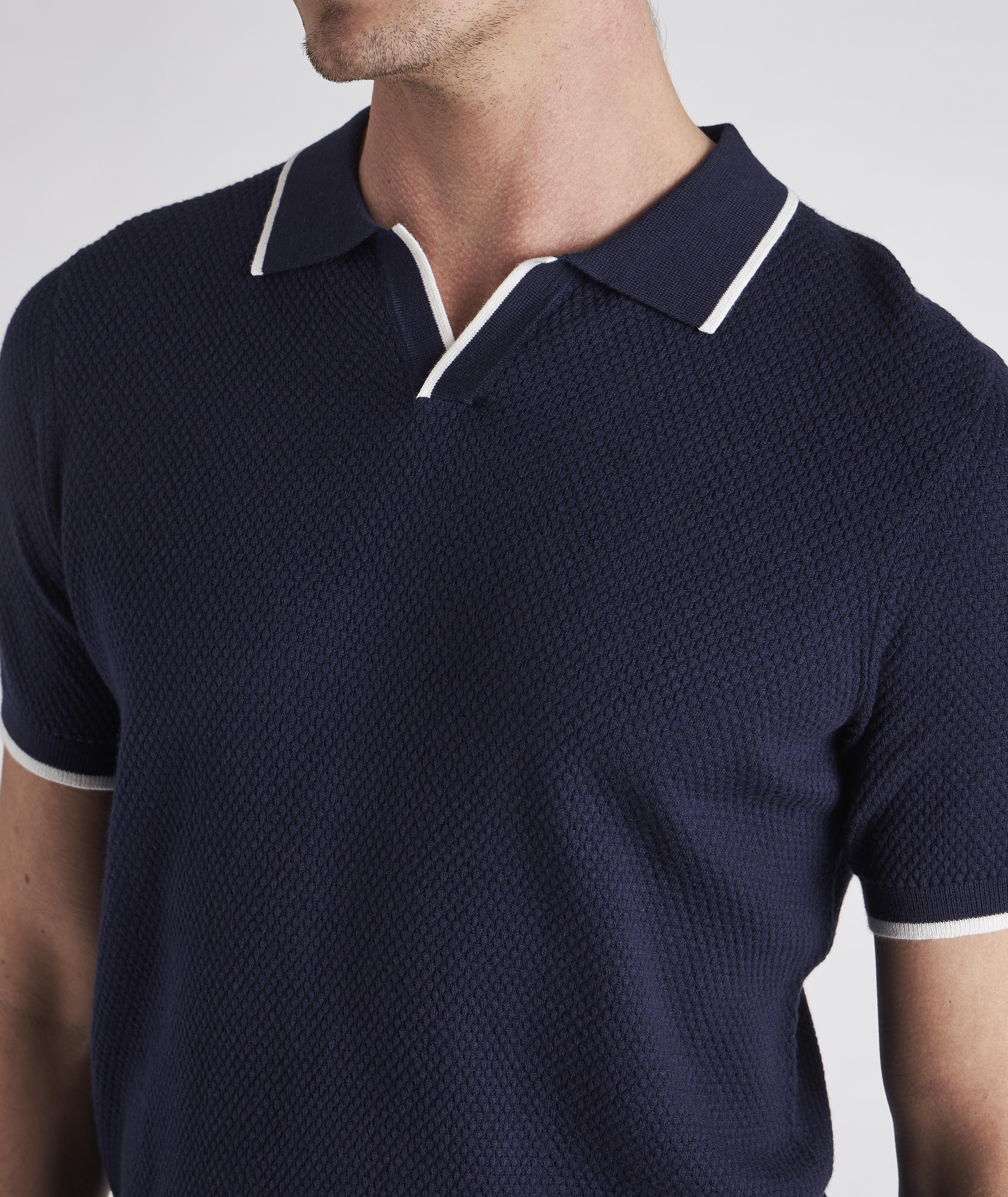 Textured Knit Johnny Collar Polo image 4