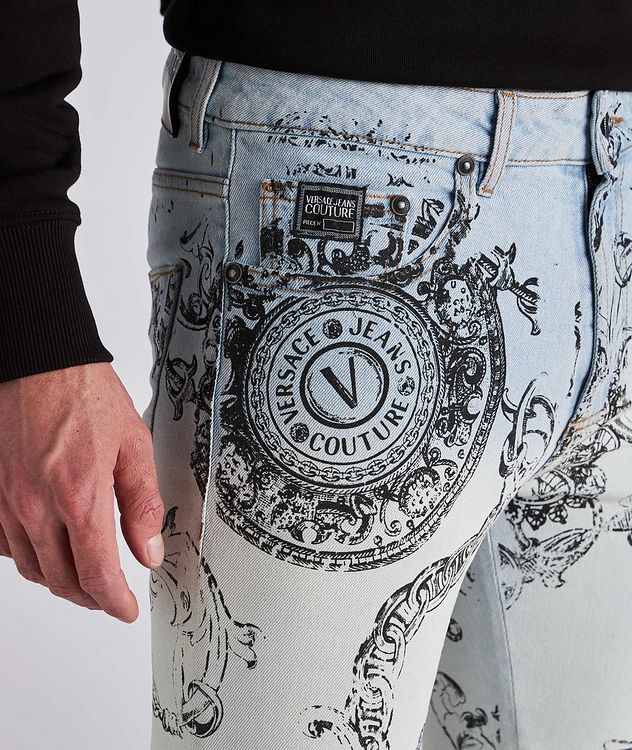 Baroque Printed Skinny Fit Stretch Jeans picture 4