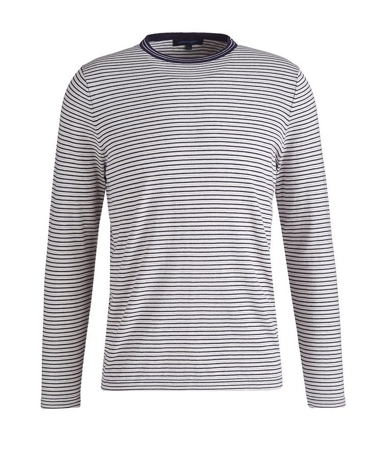 Striped Long-Sleeve Cotton Blend Crew neck image 0