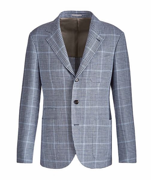 Brunello Cucinelli Glen Check Linen, Wool & Silk Sport Jacket