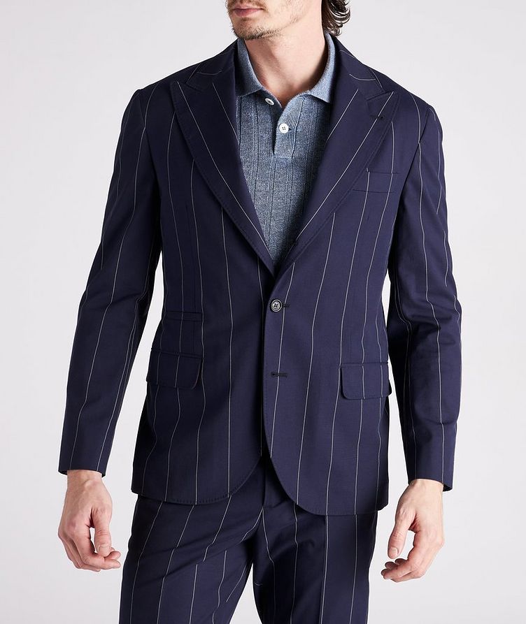 Contemporary Fit Pinstriped Stretch-Cotton Sports Jacket image 1