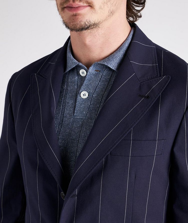 Contemporary Fit Pinstriped Stretch-Cotton Sports Jacket image 3
