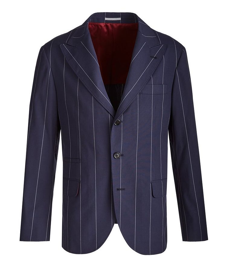 Contemporary Fit Pinstriped Stretch-Cotton Sports Jacket image 0