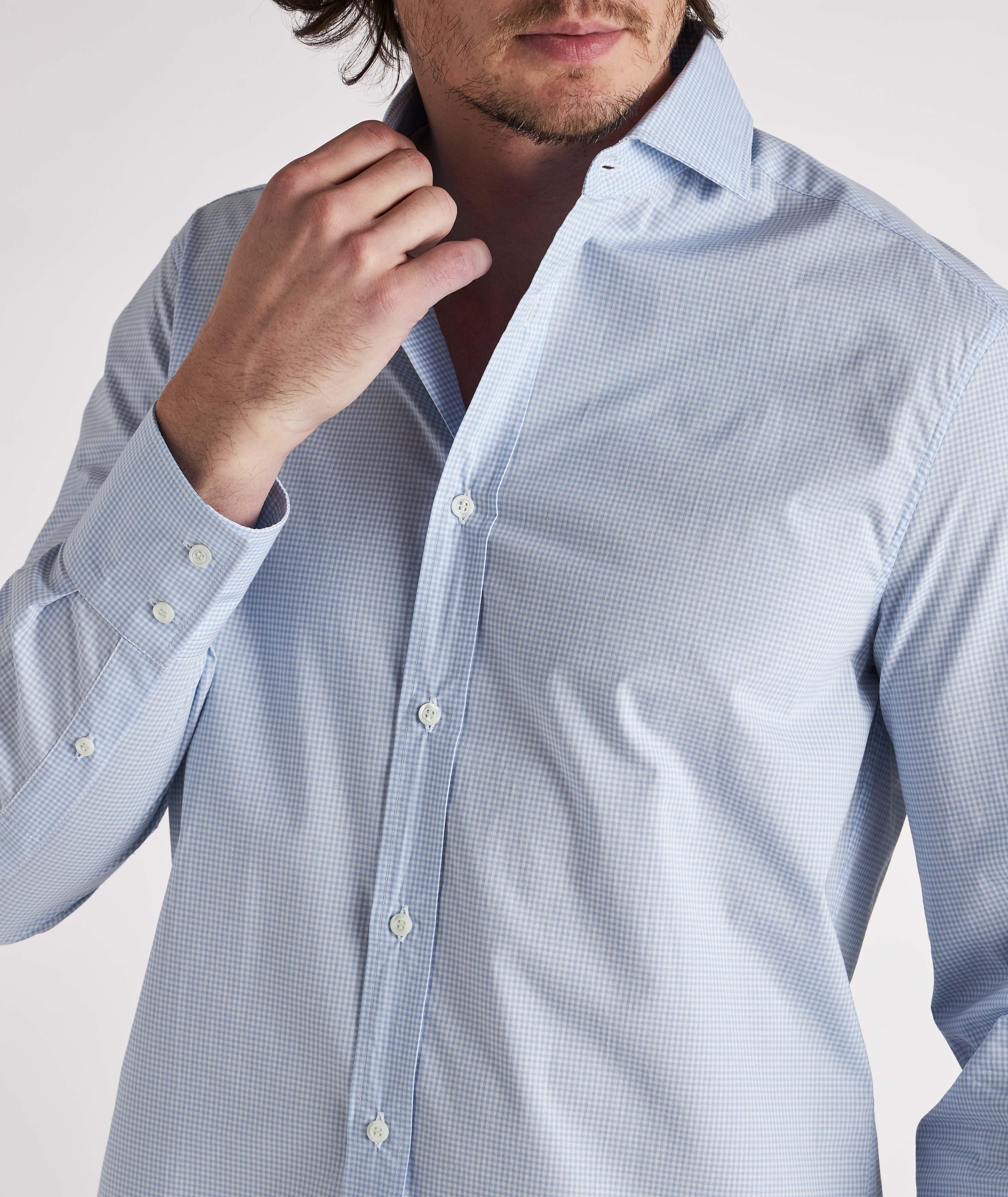 Chemise en coton à motif quadrillé de coupe contemporaine image 3