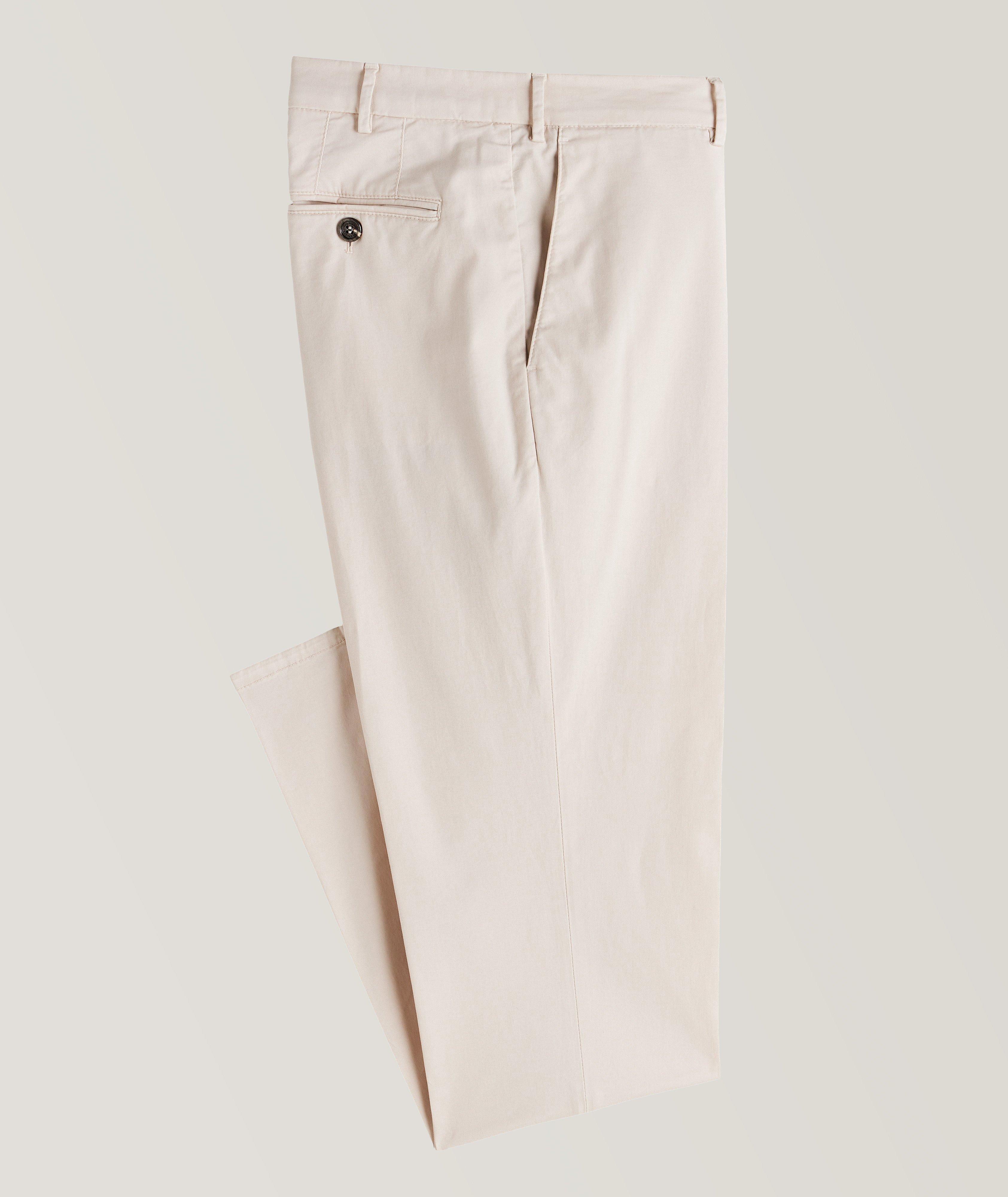 Brunello Cucinelli - Cream Stretch Cotton Straight Leg Pant