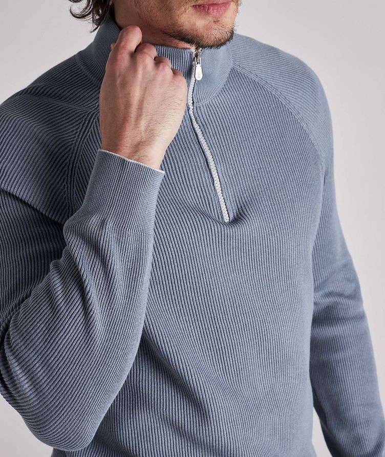 Cotton Ribbed Half-Zip Sweater image 3