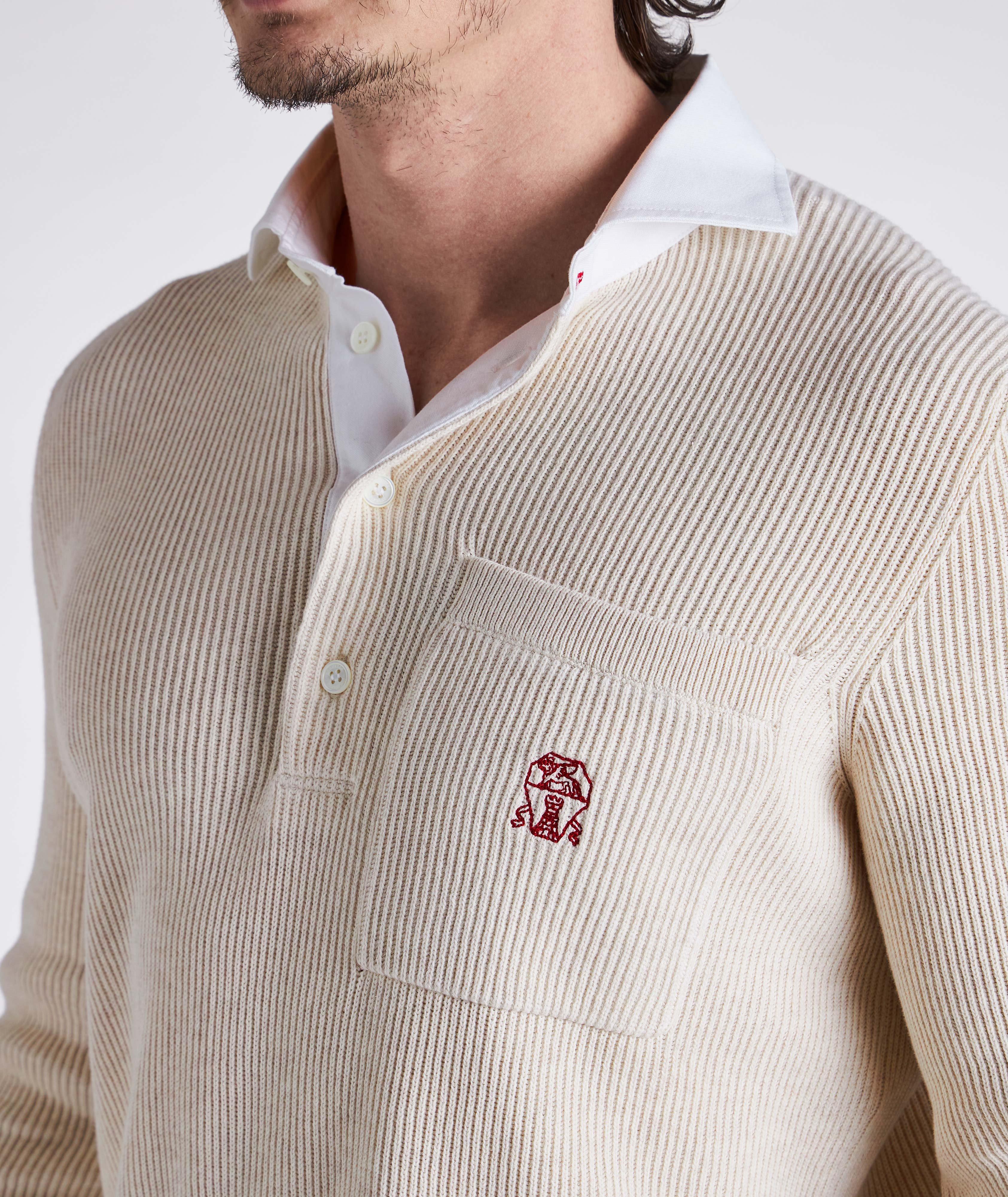 Long-Sleeve Ribbed Cotton Rugby Polo image 3