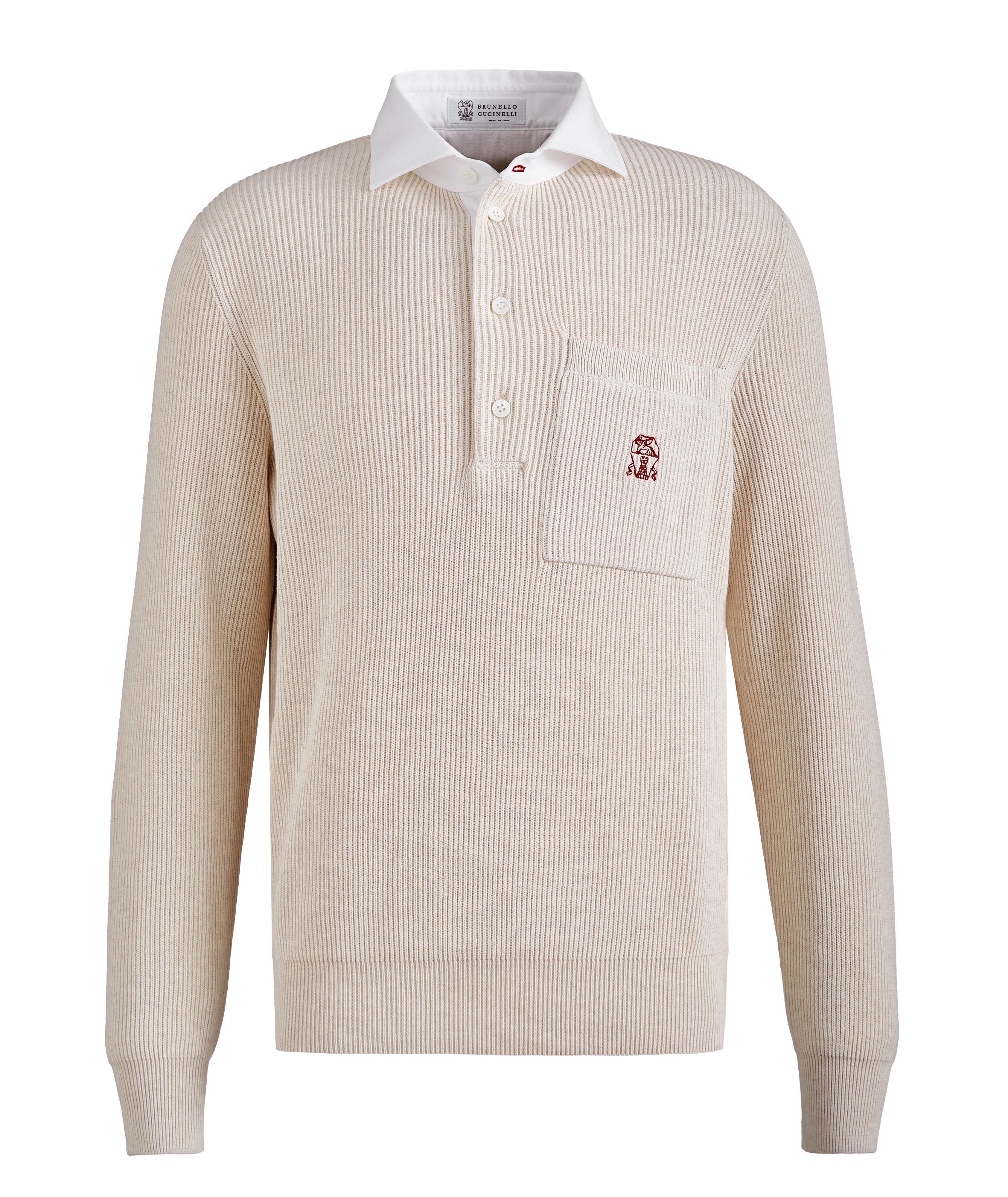 Long-Sleeve Ribbed Cotton Rugby Polo image 0