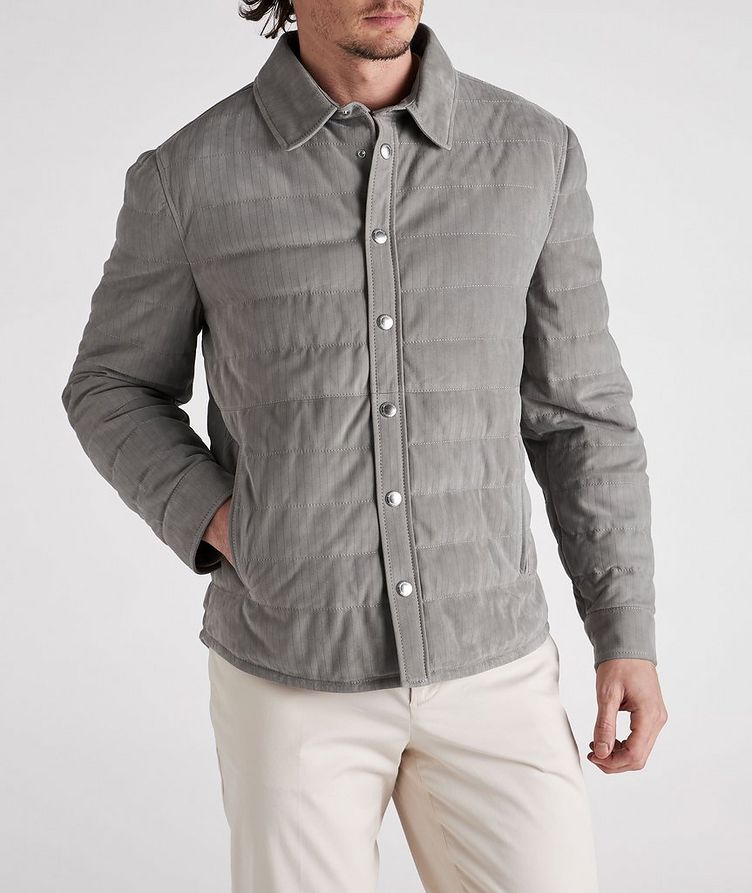 Chevron Quilted Suede Overshirt image 1