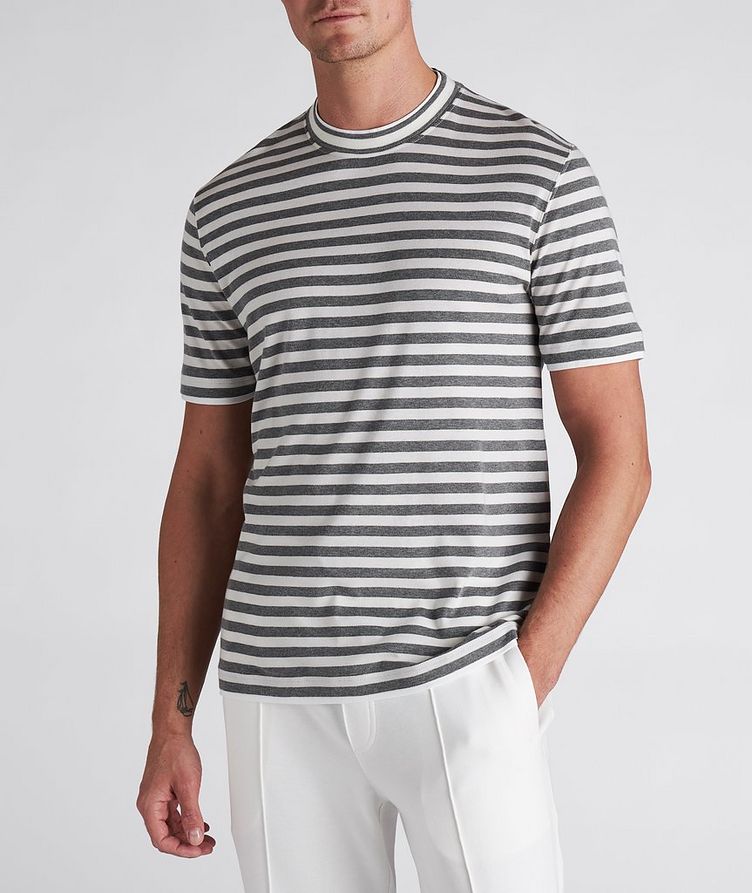 Striped Cotton, Cashmere & Silk T-Shirt image 1