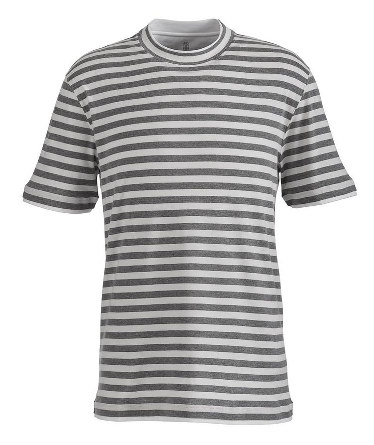Striped Cotton, Cashmere & Silk T-Shirt image 0
