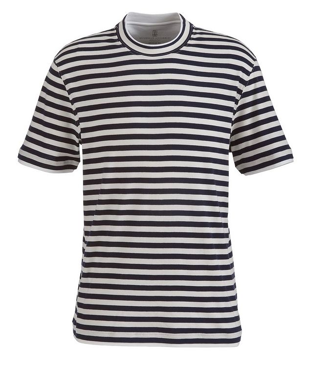Striped Cotton, Cashmere & Silk T-Shirt picture 1