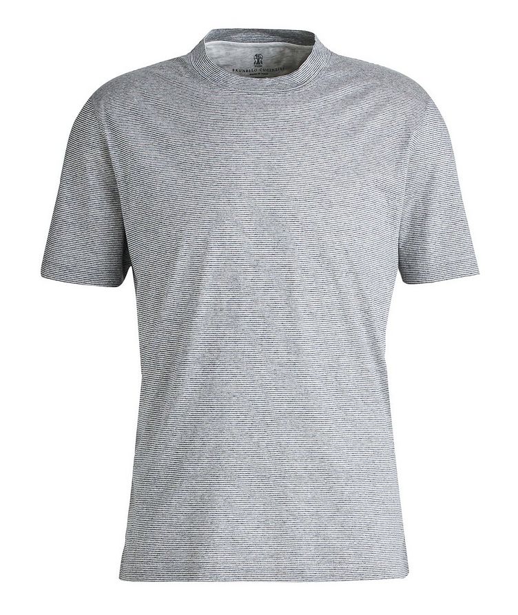 T-shirt en mélange de coton et lin à rayures image 0