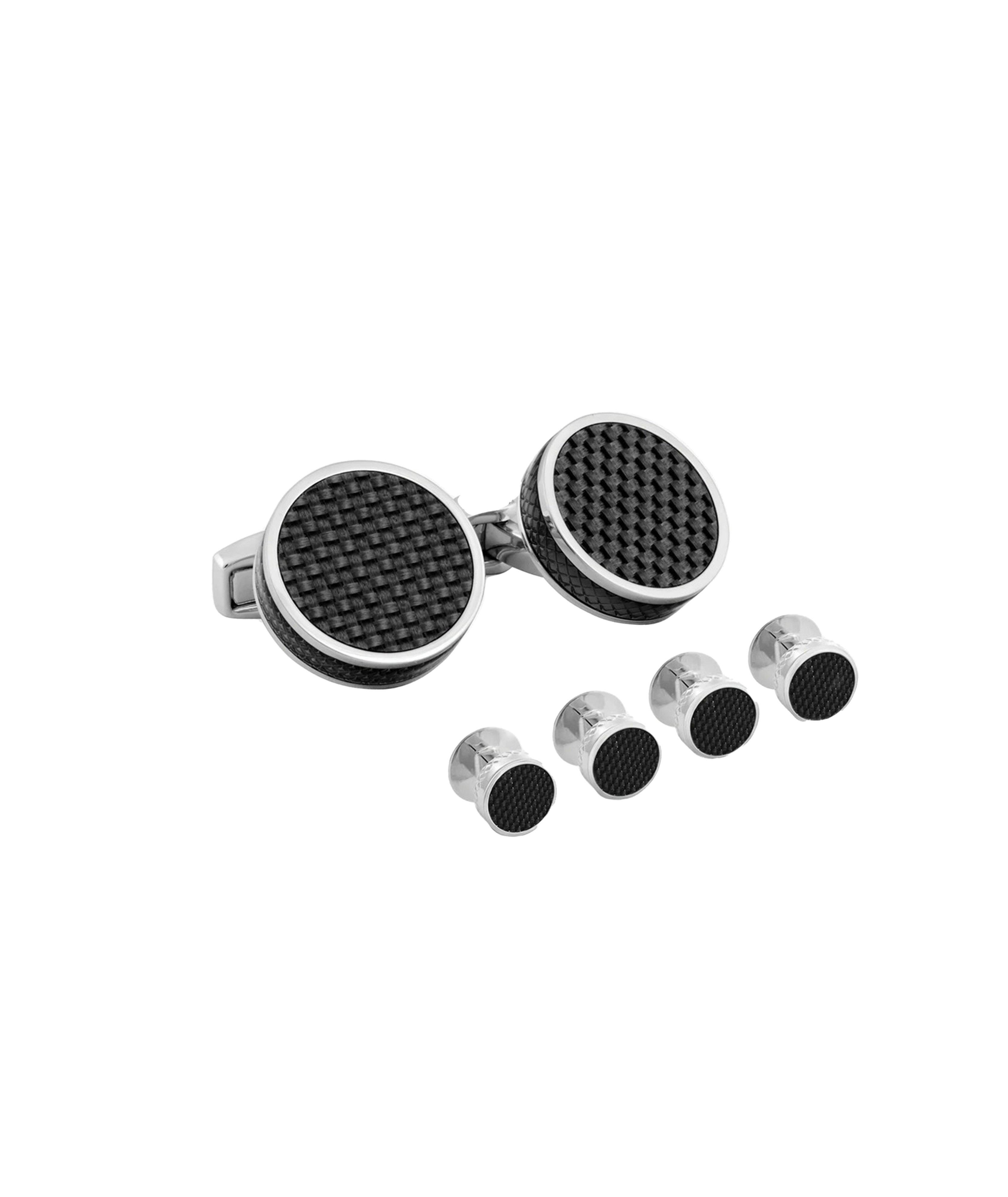 Rhodium Carbon Fibre Stud Set image 0