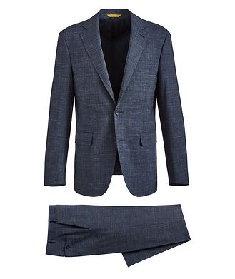 Canali Kei Wool-Linen Windowpane Suit