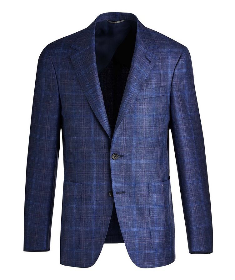 Wool, Silk, & Linen Tonal Windowpane Sports Jacket image 0