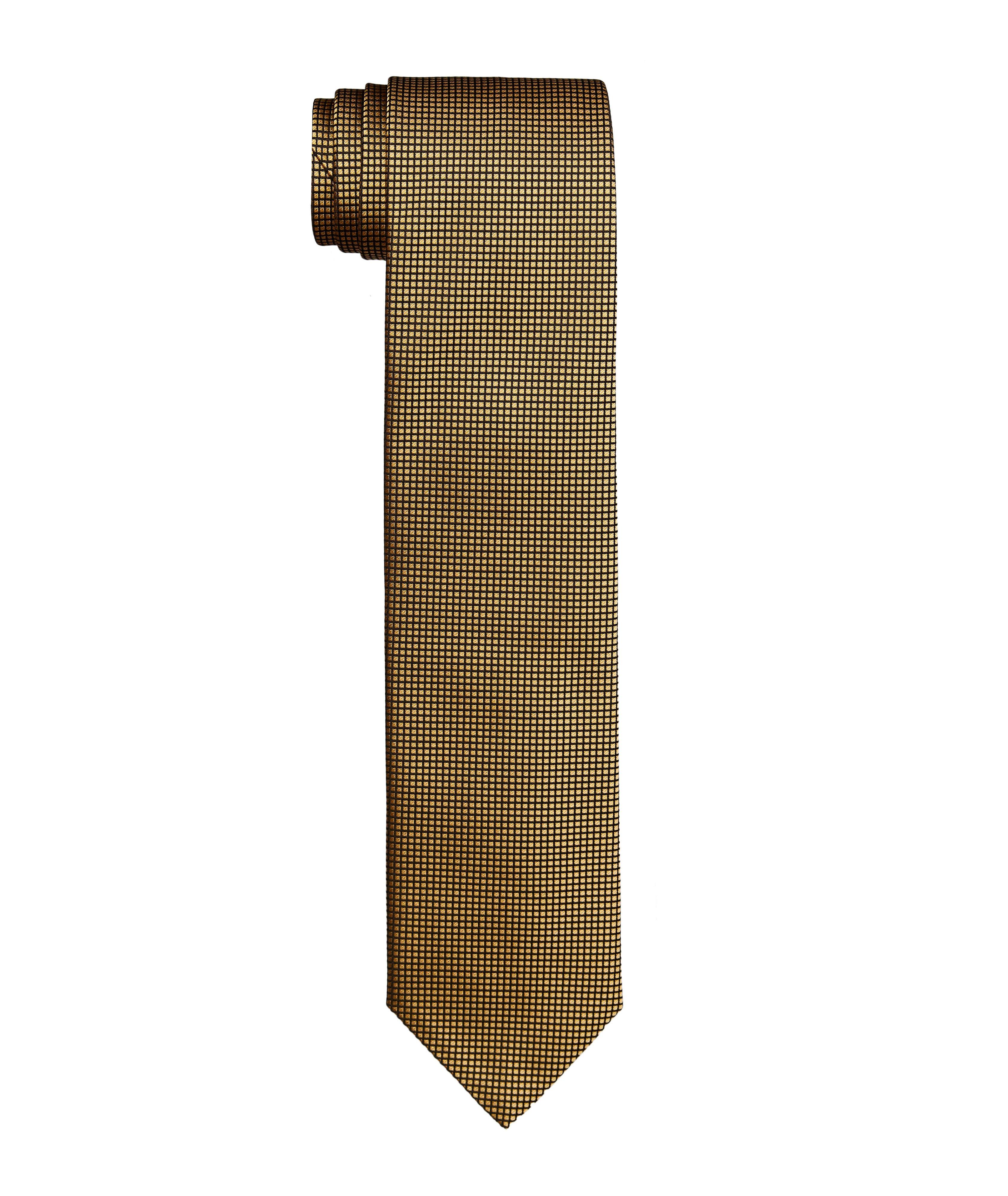 Cravate en soie à petit motif quadrillé image 0