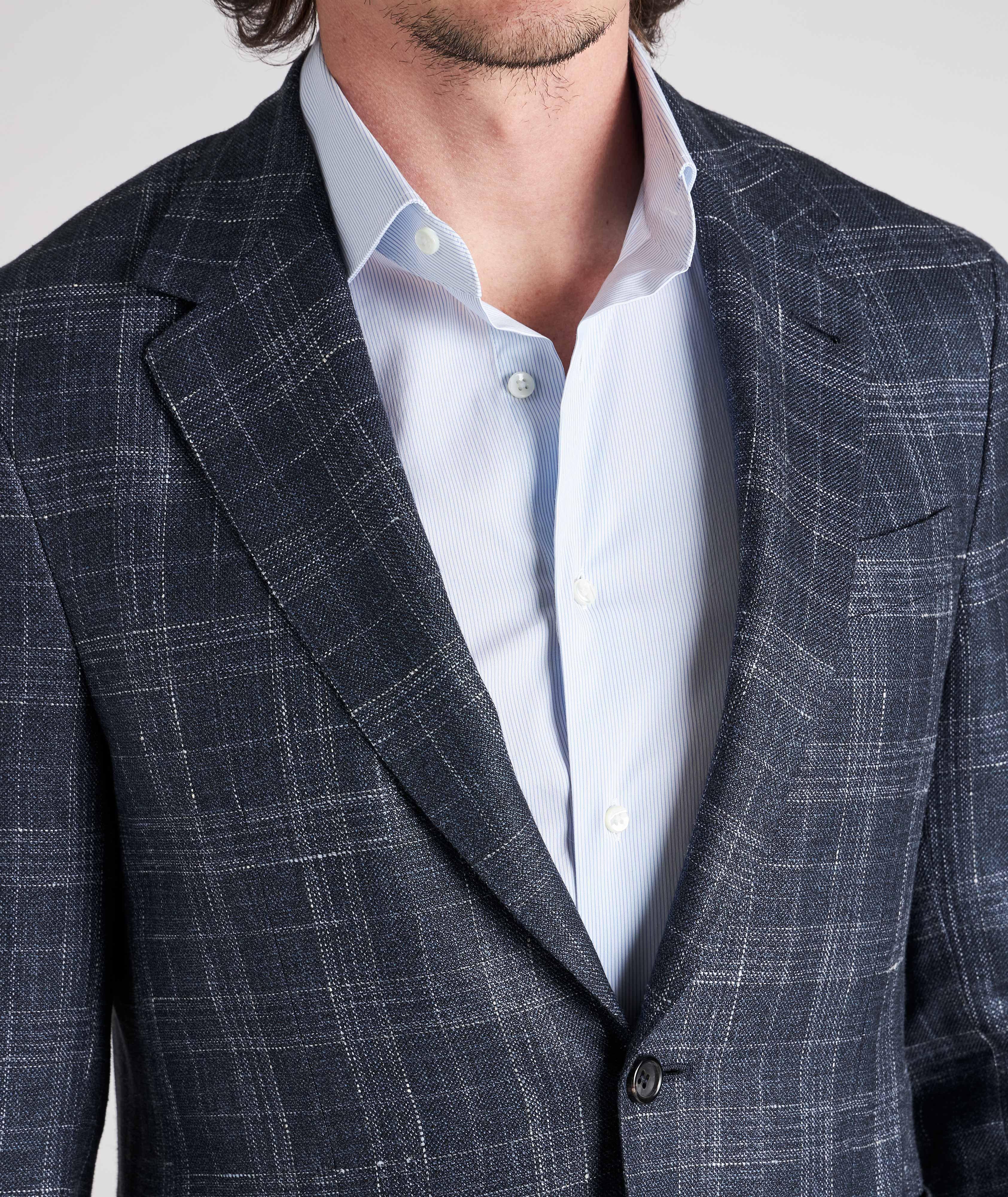 Plaid Wool, Silk & Linen Sports Jacket image 4