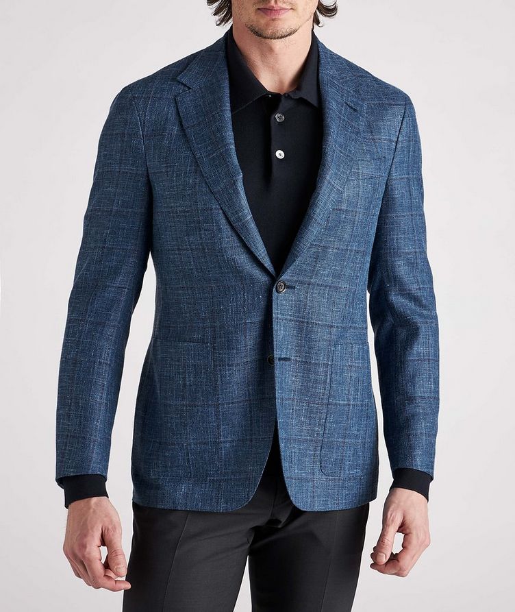 Plaid Wool, Silk & Linen Blend Sports Jacket image 2